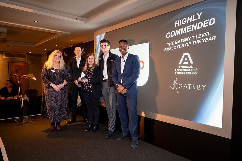 Highly commended award for The Gatsby T Level Employer of the Year Award